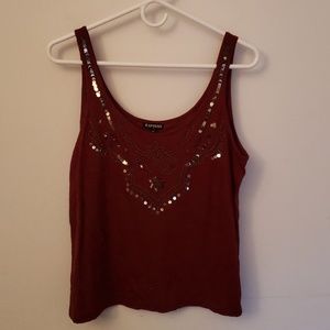 Embellished burgandy tank top